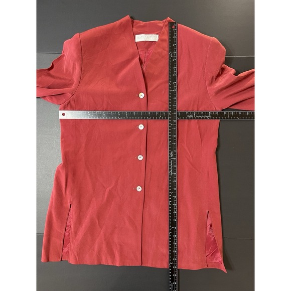 Valerie Steven's Pure Silk Pant Suit Size 8 Burgundy Lagenlook Business Preppy - Picture 5 of 14